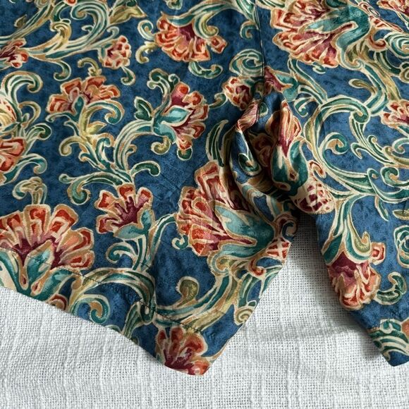 Y2K Silk Xposure Shorts Paisley Blue Red High Waist Elastic SZ S - Picture 8 of 15